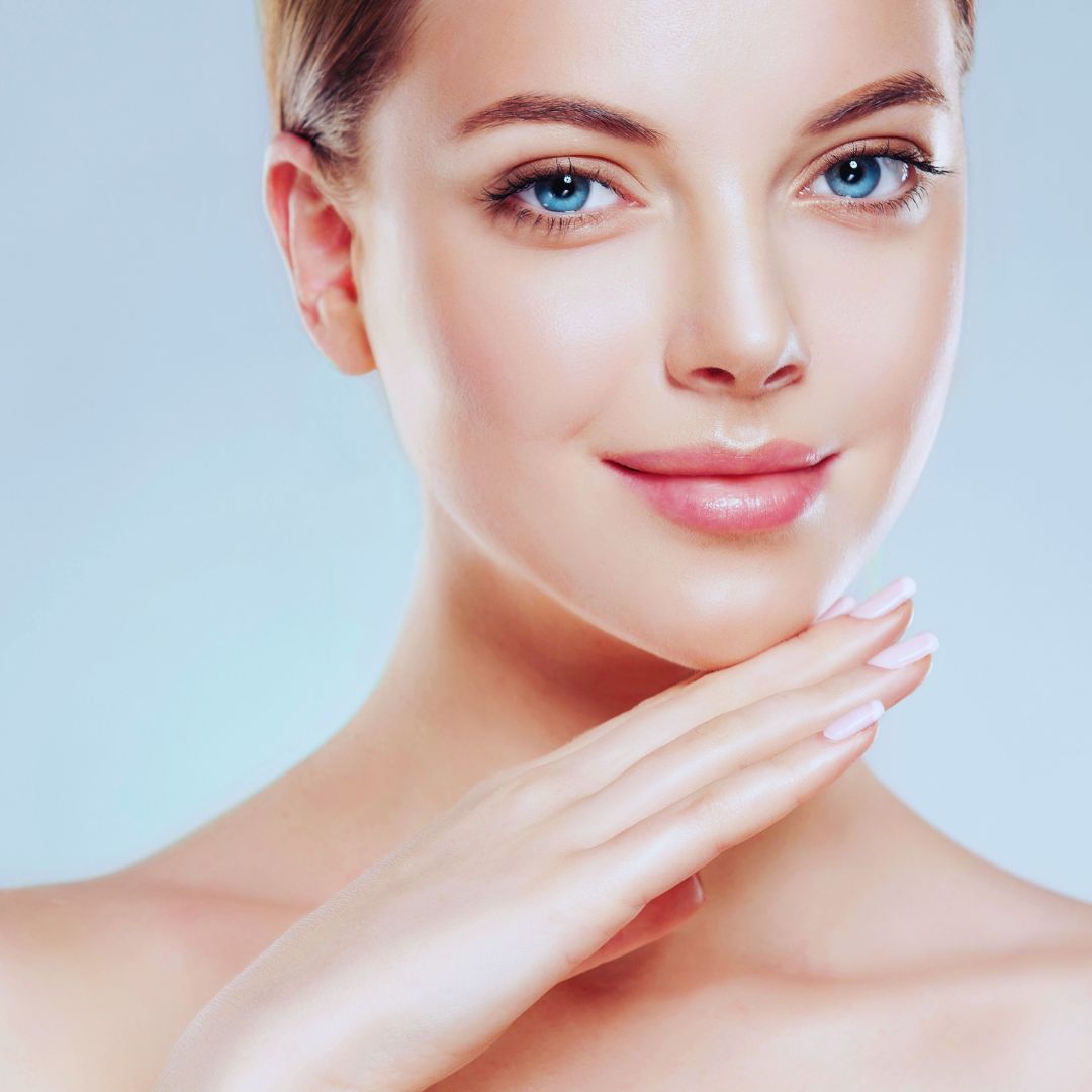 a woman with healthy youthful skin