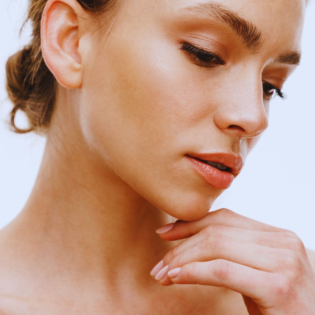 a woman with healthy skin and hair